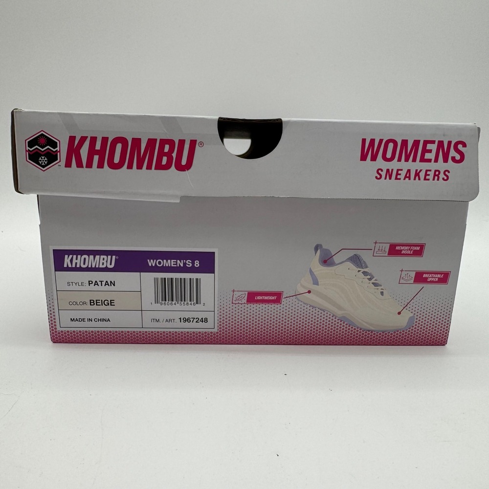 Khombu Patan Womens Sneakers Beige Lavender Memory Foam Athletic Shoes Size 8 - Picture 8 of 8